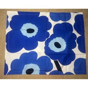 Marimekko UNIKKO Sham Set Blue Poppy STD SHAMS Pillowcases Floral Rare
